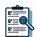 Icon of health chart and magnifying glass, symbolizing assessment