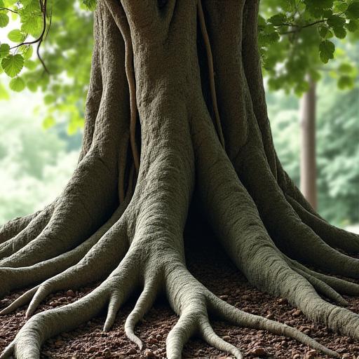 The strong, intricate roots of a banyan tree, symbolizing stability and support.